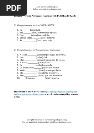 Irregular Verbs in Portuguese – Dizer e Fazer