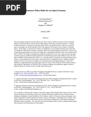 Monetary Policy Rules for an Open Economy