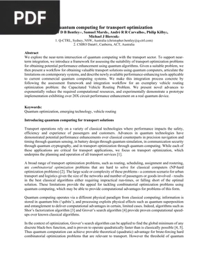 Quantum computing for transport optimization