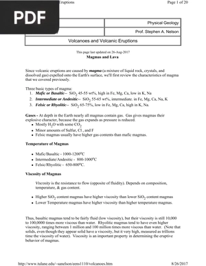 Volcanoes and Volcanic Eruptions