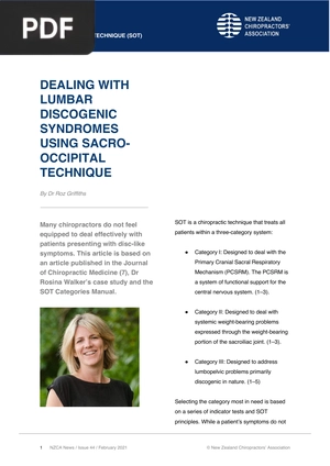 Dealing With Lumbar Discogenic Syndromes Using Sacrooccipital Technique (Article)