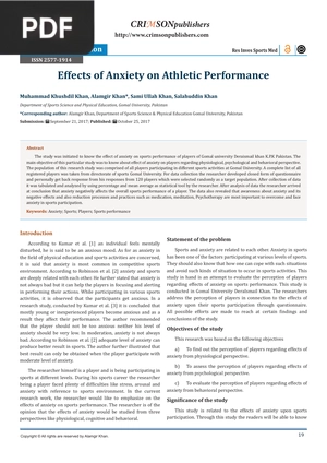 Effects of Anxiety on Athletic Performance (Article)