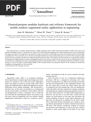 General-purpose modular hardware and software framework for mobile outdoor augmented reality applications in engineering