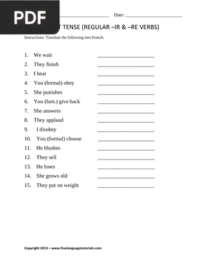 The present tense (regular –ir & –re verbs) (Article)