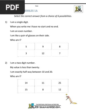 Place Value Riddles 1A