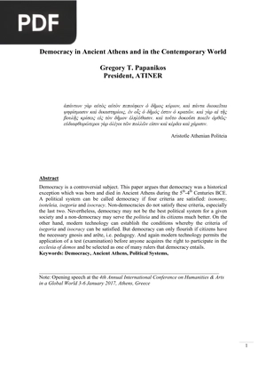 Democracy in Ancient Athens and in the Contemporary World