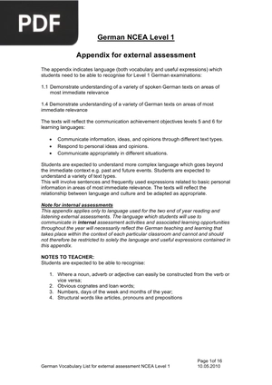 German NCEA Level 1