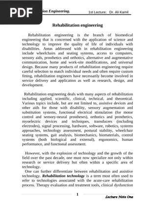 Rehabilitation engineering