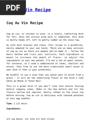Coq Au Vin Recipe