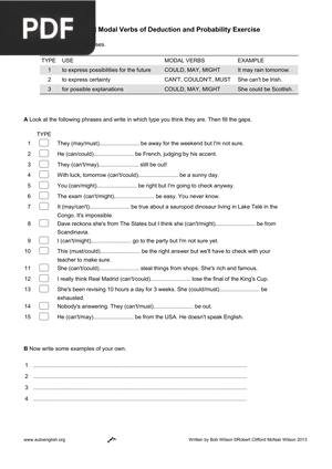 Present Modal Verbs of Deduction and Probability