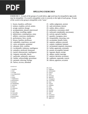 Spelling Exercises (Article)