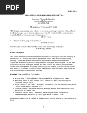 Theological method and hermeneutics