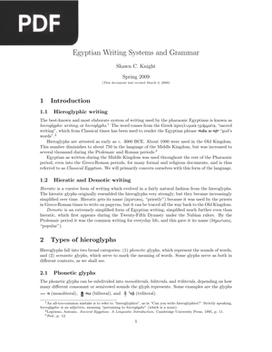 Egyptian Writing Systems and Grammar (Article)