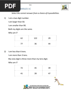 Place Value Riddles 1C