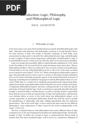 Introduction: Logic, Philosophy, and Philosophical Logic (Article)