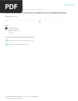 Mind - Body- Spirit Connections for Student Success in Higher Education