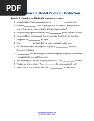 Modal Verbs for Deduction