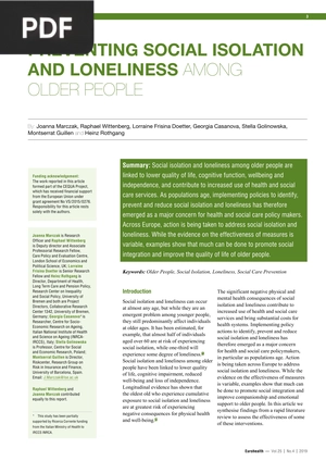 Preventing social isolation and loneliness among older people (Article)