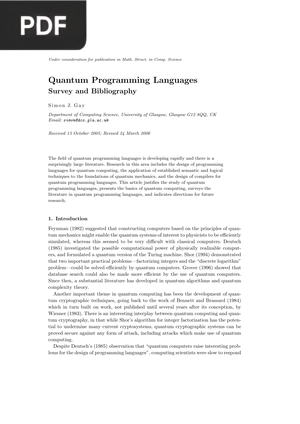 Quantum Programming Languages Survey and Bibliography