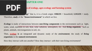 Concepts and definitions of ecology, agro ecology and farming system (Presentation)