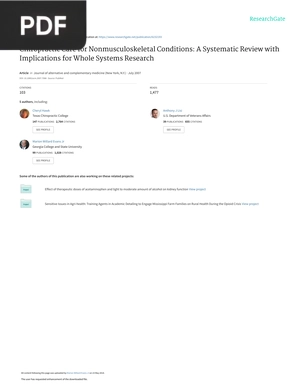 Chiropractic Care for Nonmusculoskeletal Conditions - A Systematic Review with Implications for Whole Systems Research