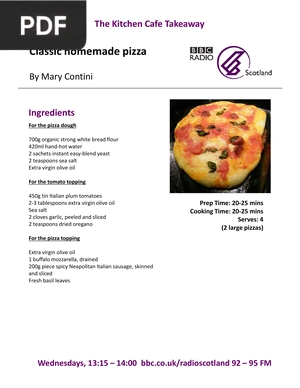Classic homemade pizza