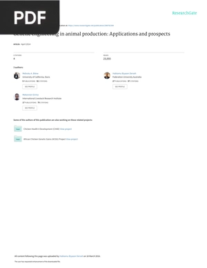 Genetic engineering in animal production: Applications and prospects