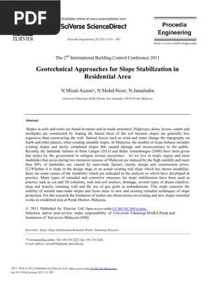 Geotechnical Approaches for Slope Stabilization in Residential Area