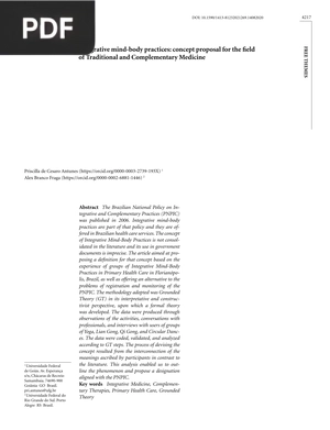 Integrative mind-body practices - concept proposal for the field of Traditional and Complementary Medicine