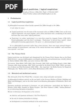 Logical positivism / logical empiricism (Article)