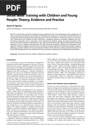 Social Skills Training with Children and Young People - Theory, Evidence and Practice