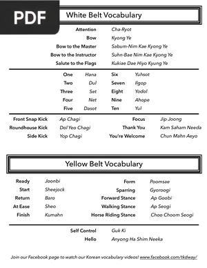 Taekwondo Vocabulary