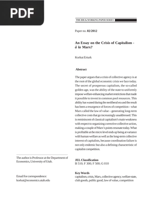 An Essay on the Crisis of Capitalism