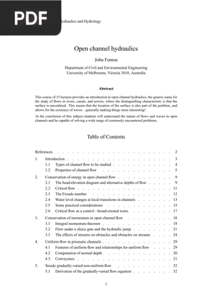 Open channel hydraulics