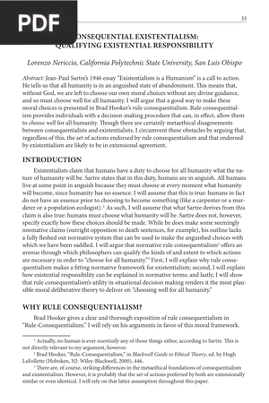 Consequential Existentialism - Qualifying Existential Responsibility (Article)