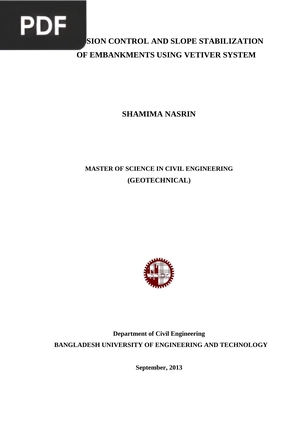 Erosion control and slope stabilizationof embankments using vetiver system
