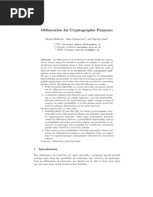 Obfuscation for Cryptographic Purposes