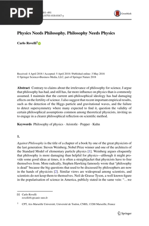 Physics Needs Philosophy. Philosophy Needs Physics
