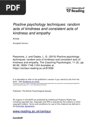 Positive psychology techniques - random acts of kindness and consistent acts of kindness and empathy