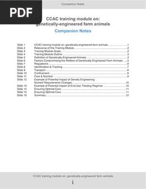 CCAC training module on - genetically-engineered farm animals