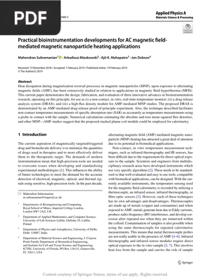 Practical bioinstrumentation developments for AC magnetic fieldmediated magnetic nanoparticle heating applications