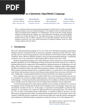 Q# as a Quantum Algorithmic Language