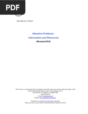 Attention Problems: Intervention and Resources