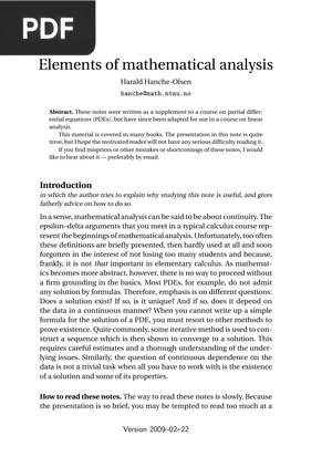 Elements of mathematical analysis