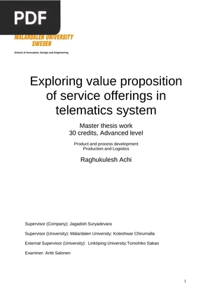 Exploring value proposition of service offerings in telematics system