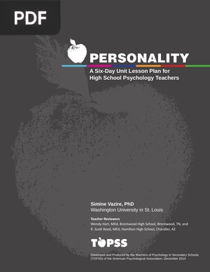 Personality - A Six-Day Unit Lesson Plan for High School Psychology Teachers