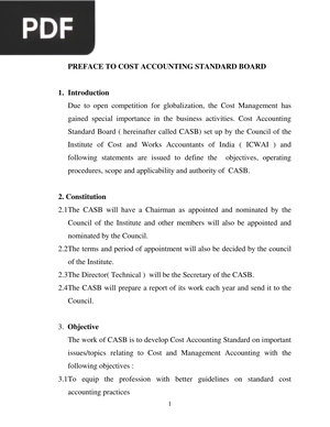 Preface to Cost Accounting Standard Board