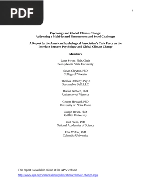 Psychology and Global Climate Change