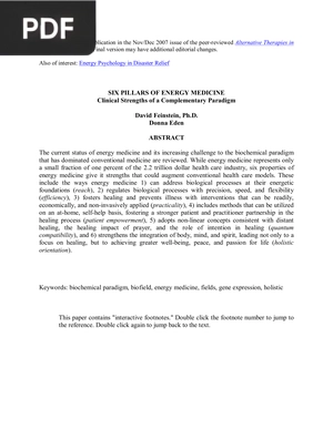 Six pillars of energy medicine - clinical strengths of a complementary paradigm