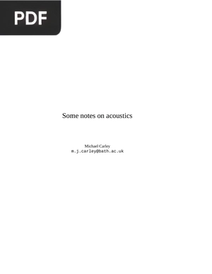 Some Notes on Acoustics